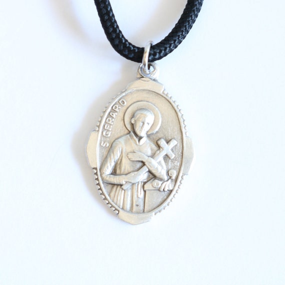 St Gerard Pendant Black Paracord Medal Necklace Catholic Mercy Etsy