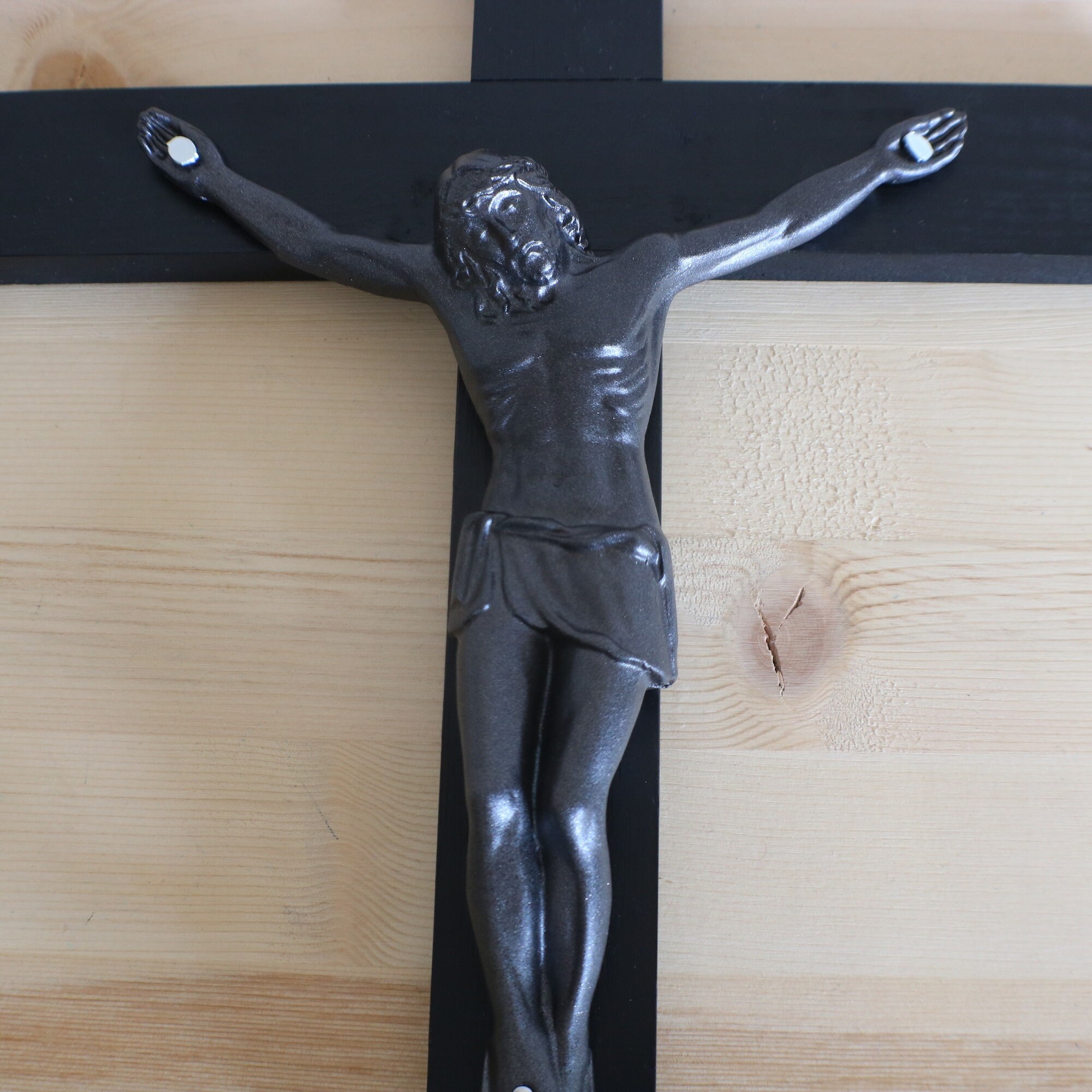 17 Large Wall Crucifix Wood Black Gunmetal Decor Christ Etsy