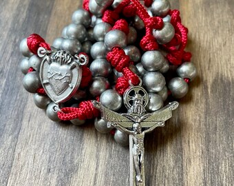 Sacred Heart Rosary Paracord Steel Beads Wearable Cross Crucifix Pray Catholic Mercy Necklace Rosario