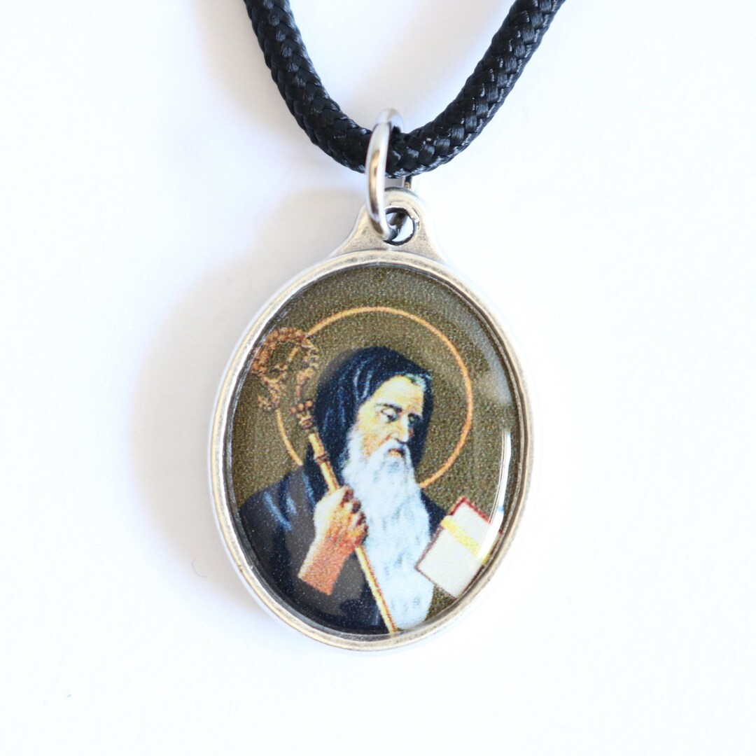 St Benedict Full Color Black Paracord Medal Necklace Catholic Mercy ...