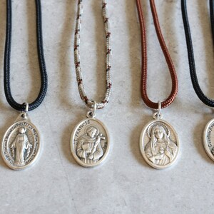 St Lawrence Pendant Black Paracord Medal Necklace Catholic Mercy Saints ...