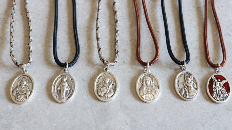 St Maria Goretti Black Paracord Medal Necklace Catholic Mercy | Etsy