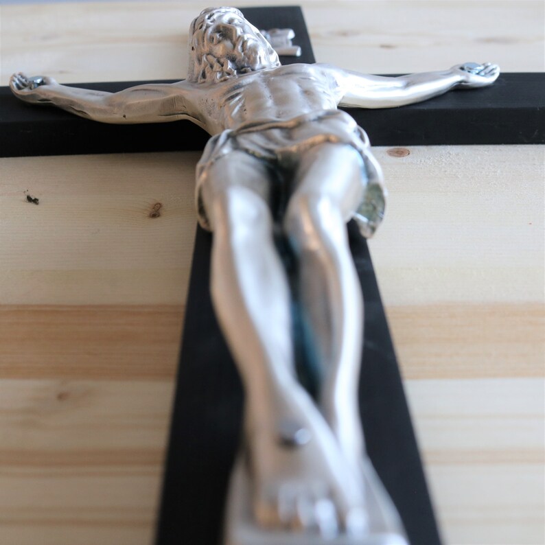17 Large Wall Crucifix Wood Black Decor Christ Cross Etsy