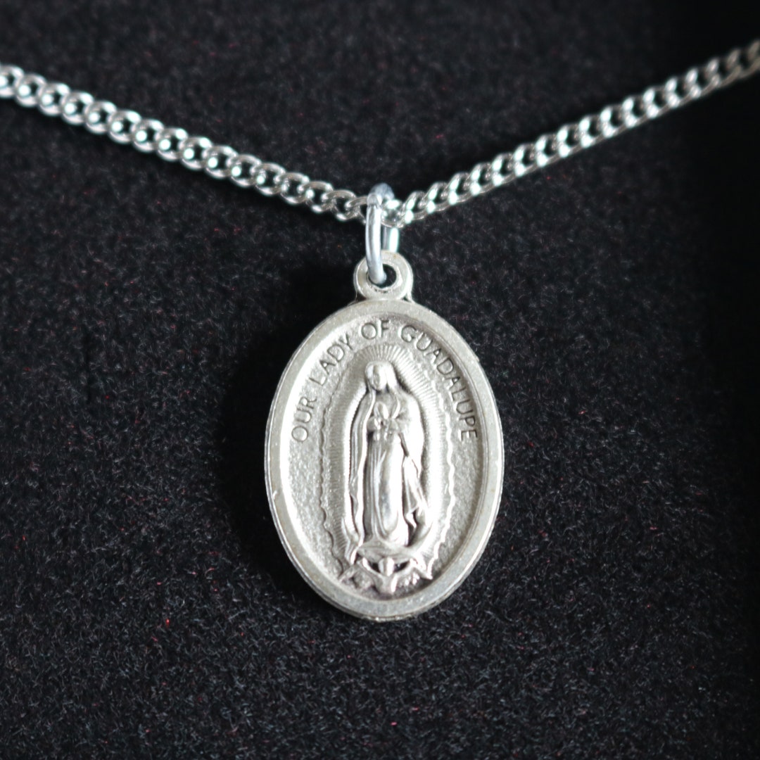 Our Lady of Guadalupe Medal Women 18" Stainless Steel Chain Necklace ...