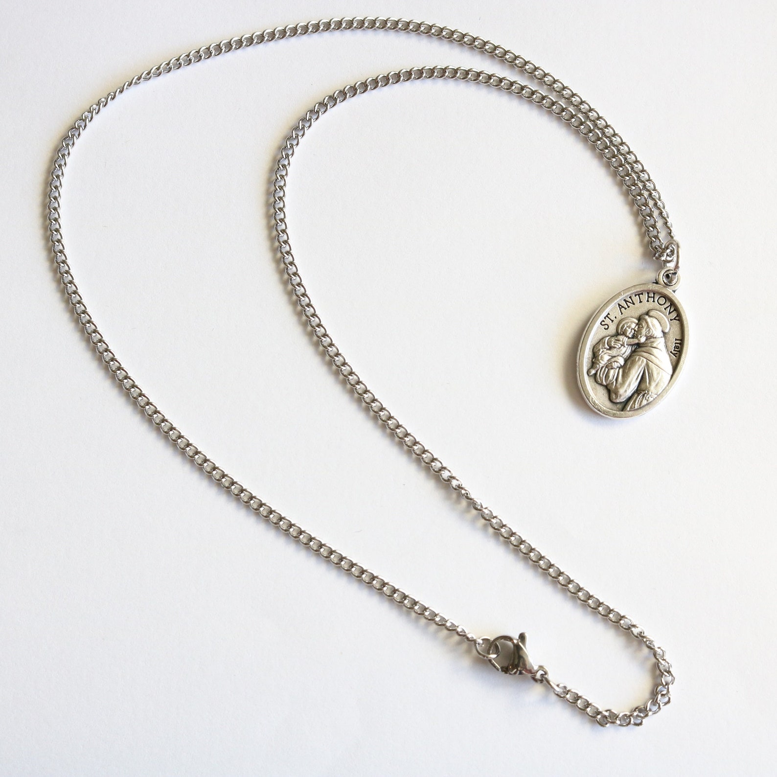 St Anthony Medal Women 18" Stainless Steel Chain Necklace Catholic ...