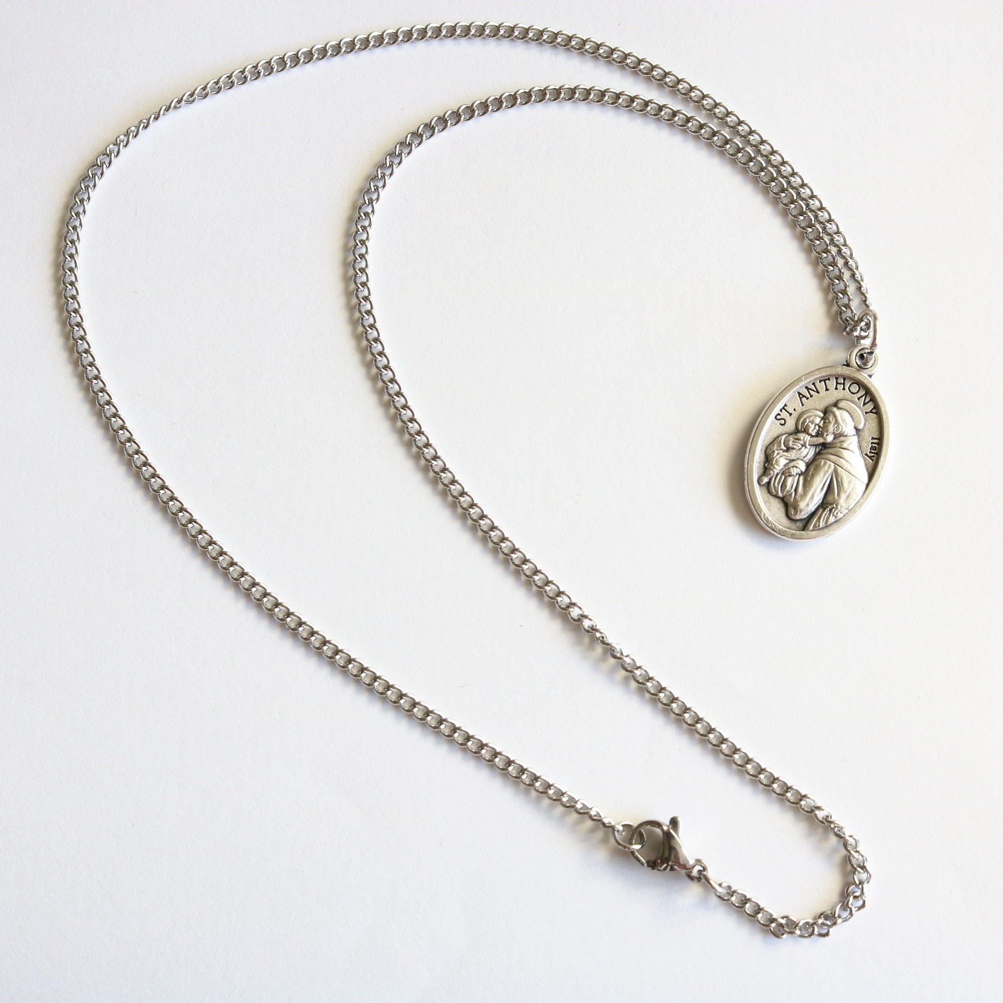 St Anthony Medal Women 18" Stainless Steel Chain Necklace Catholic ...
