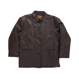 Veste en cuir marron chocolat vintage des années 90 pardessus pour homme grande taille XL