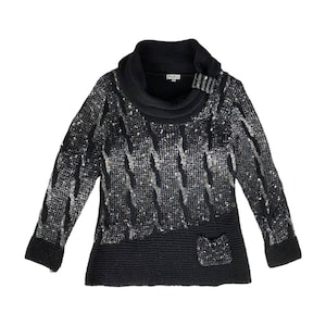 Nina Murati Y2K Vintage Cable Knit Pullover Cowl Neck Jumper Sweater Size Medium (UK 10/12)