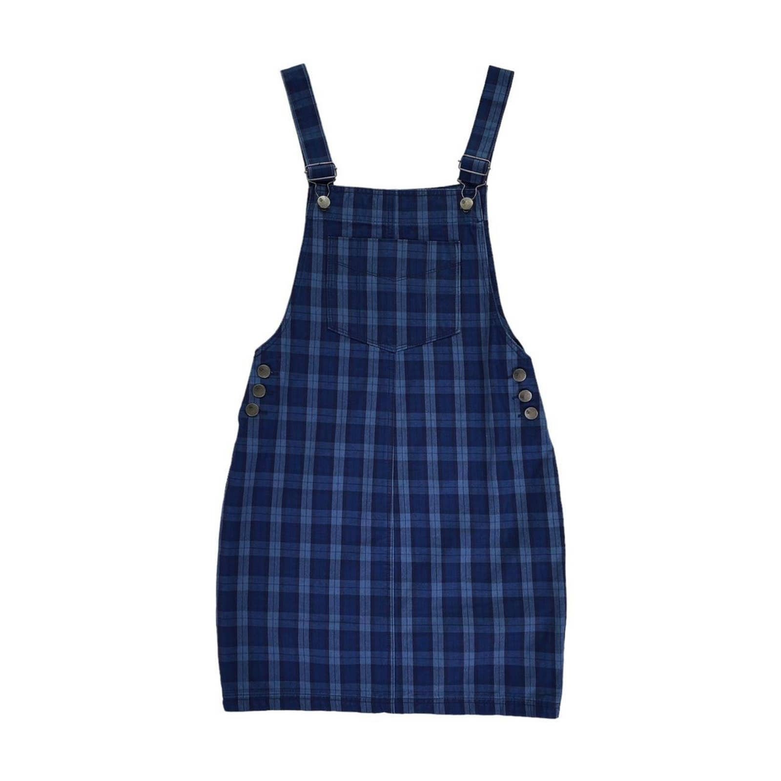 Red Herring Blue Navy Plaid Print Sleeveless Summer Pinafore