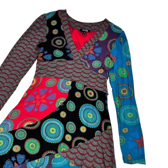 Hippy Style Midi Patchwork Patterned Dress - image 2