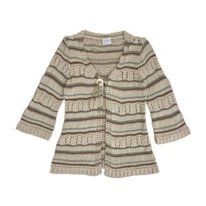 Next Y2K Vintage Striped Boho Open Front Bell Sleeve Cardigan Sweater UK Size 14