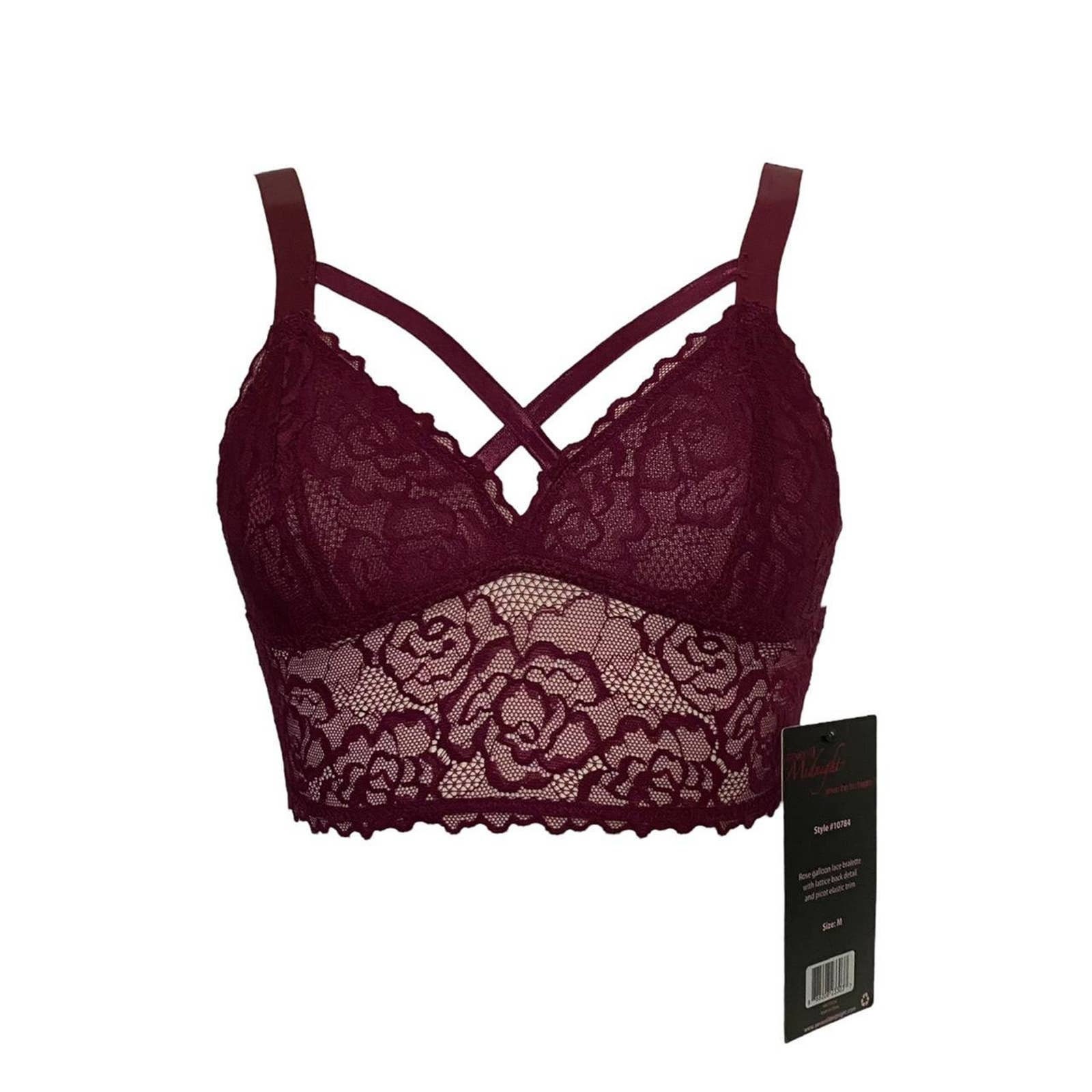 Seven 'til Midnight Rose Lace Bra Top and Lattice Back Panty Womens Plus  Size Lace Bralette Set