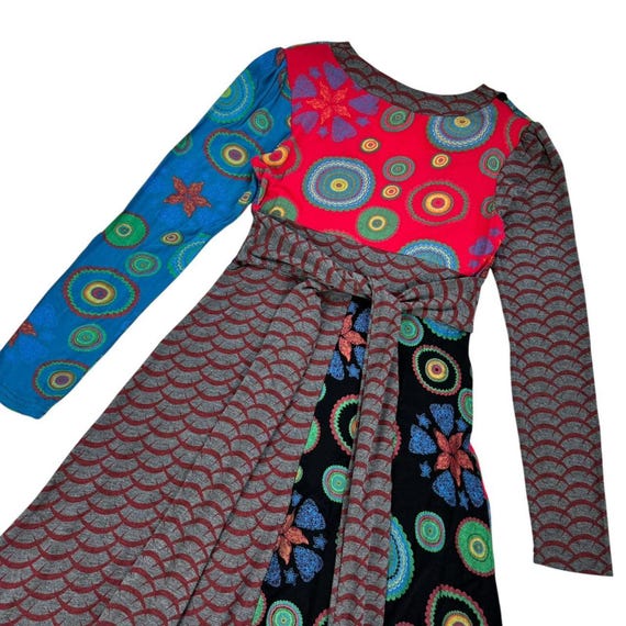 Hippy Style Midi Patchwork Patterned Dress - image 6
