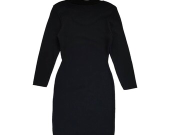 topshop black jumper dress Topshop 90s Vintage Black Midi Bodycon Jumper Dress Sweaterdress UK Size  8/10