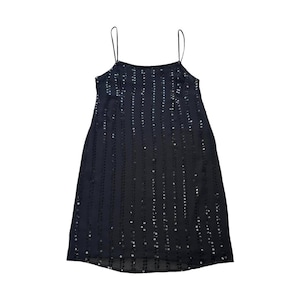 Laura Ashley Black Cami Sequinned Sheer Mesh Silk Midi Dress UK Size 16
