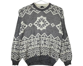 C&A 90s vintage sweater, knit jumper, vintage jumper, grunge sweater, knitwear, pullover, jumper, Nordic sweater, Icelandic, mens medium
