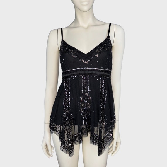 Monsoon Y2K Vintage Black Silver Sequin Embellish… - image 1