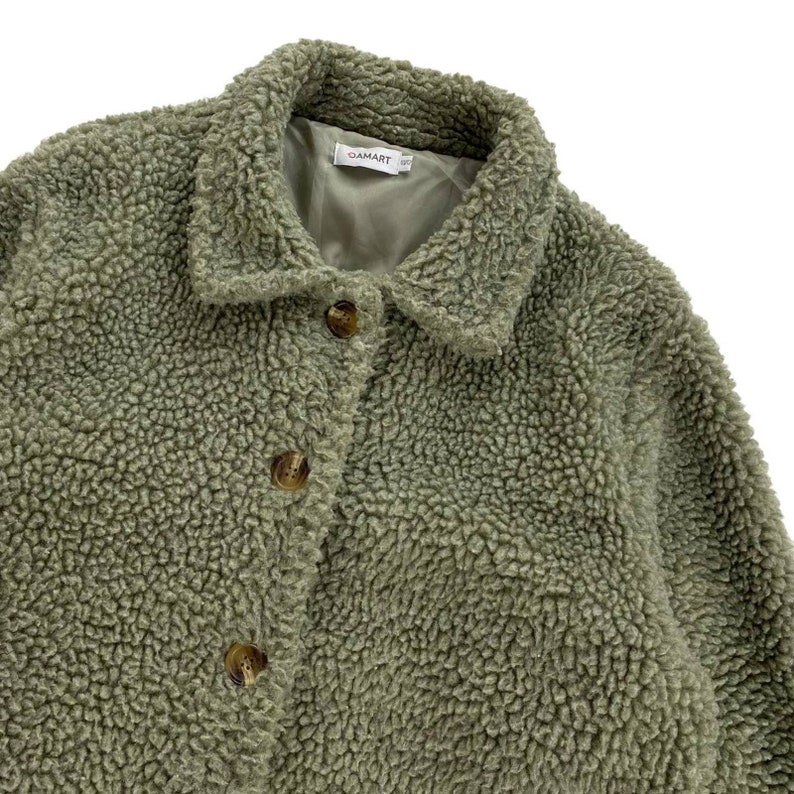 Damart Sage Green Oversized Sherpa Fleece Shacket Jacket Size - Etsy UK