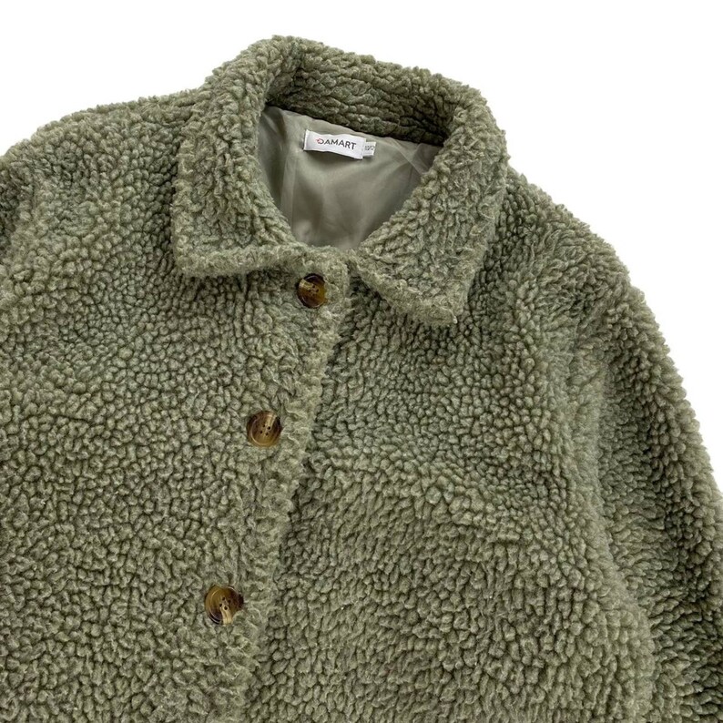 Damart Sage Green Oversized Sherpa Fleece Shacket Jacket Size Etsy UK