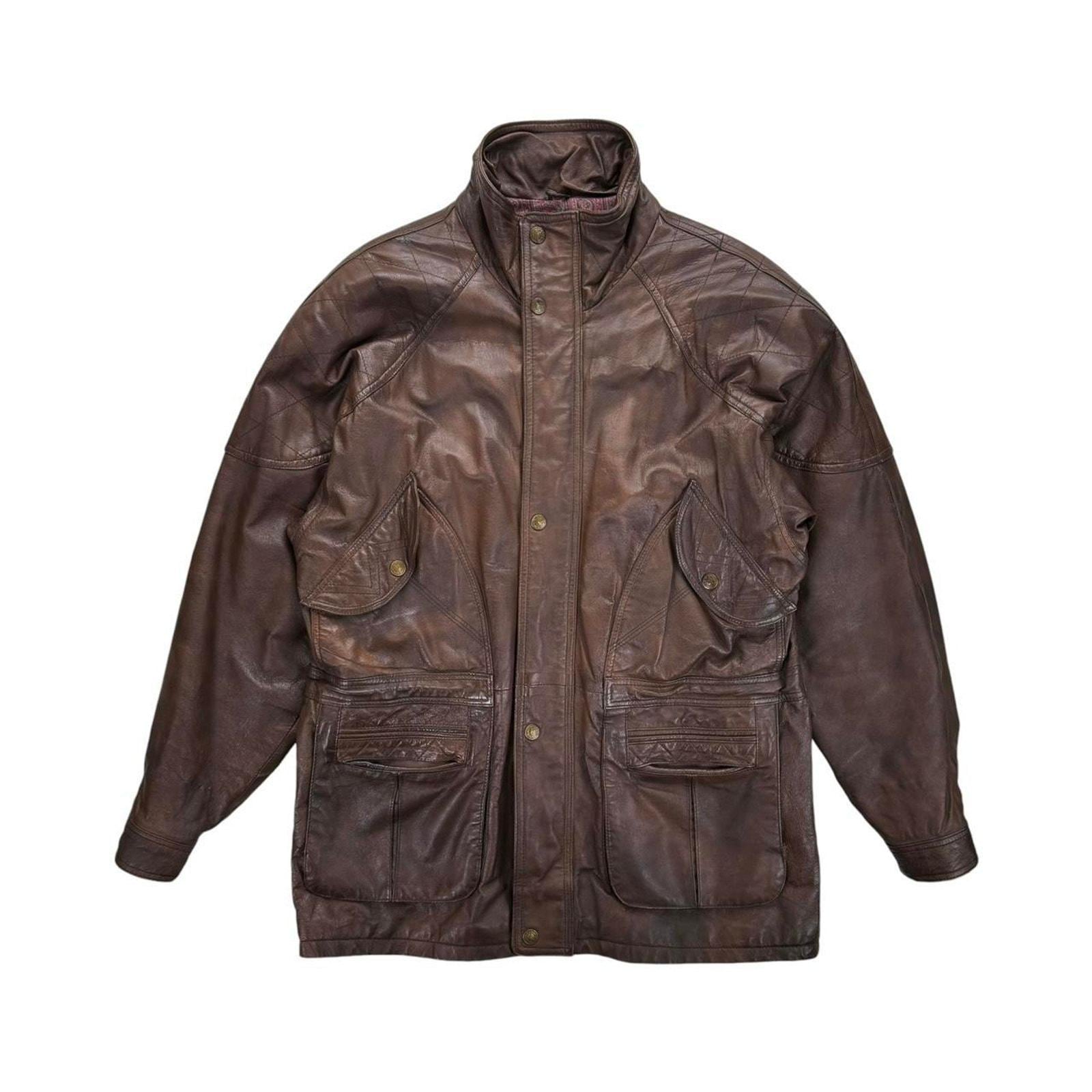90s Vintage Brown Milan Leather Jacket - Etsy