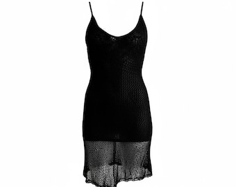 SayWhat Y2K Vintage Black Crochet Cami Mini Dress