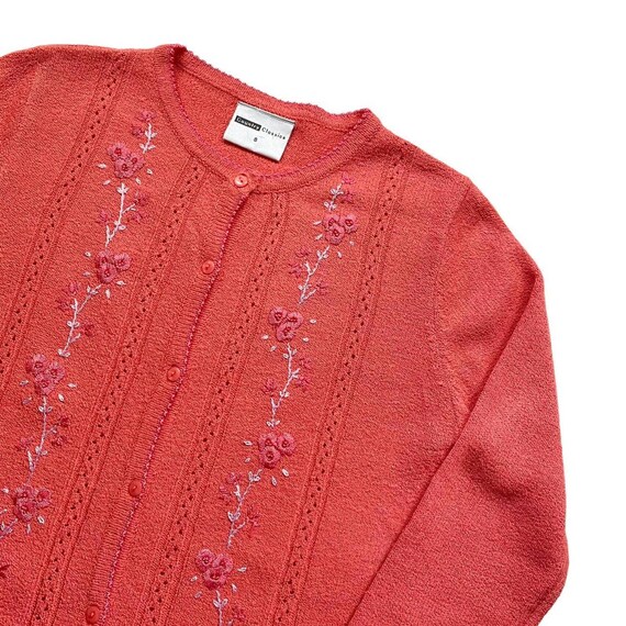 Country Classic 90s Vintage Pink Floral Embroider… - image 2