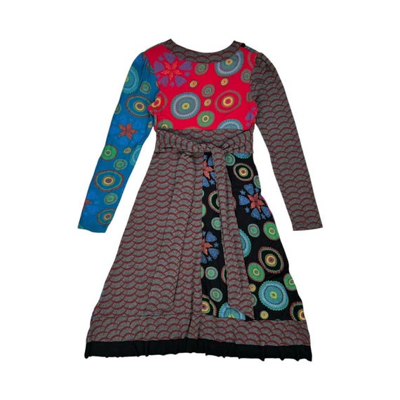 Hippy Style Midi Patchwork Patterned Dress - image 5
