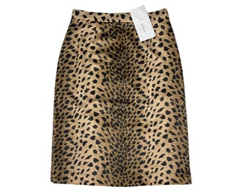 Todays Woman 90s Vintage Leopard Print High Waisted Velvet Midi Skirt UK Size 12