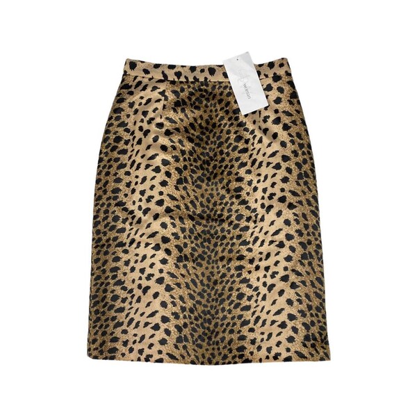 Todays Woman 90s Vintage Leopard Print High Waisted Velvet Midi Skirt UK Size 12