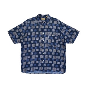 Natural Issue 90s Vintage Estampado Abstracto Camisa Playa Sobrecamisa Talla Mediana