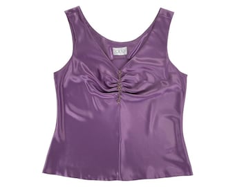 Quo (Littlewoods) Purple Satin Formalwear Sleeveless Vest Top UK Size 16