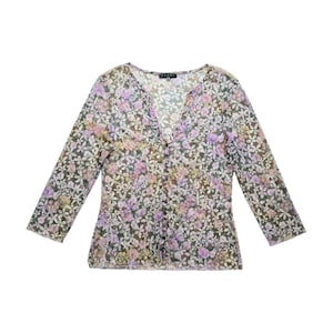 Coast Sheer Mesh Floral Button Up Blouse Top UK Size 14