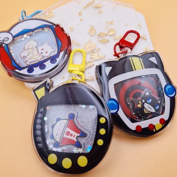 Persona P3 Koromaru | P4 Teddie | P5 Morgana Tamagotchi Shaker Keychain