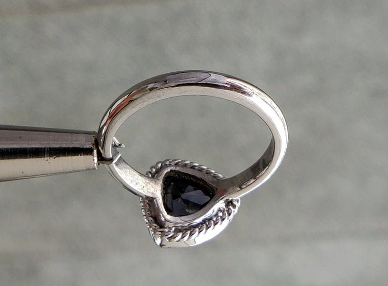 4.32 Gm Round Cut Black Moissanite 925 Sterling Silver Ring Black Moissanite Ring Moissanite Ring Black Moissanite Moissanite Ring