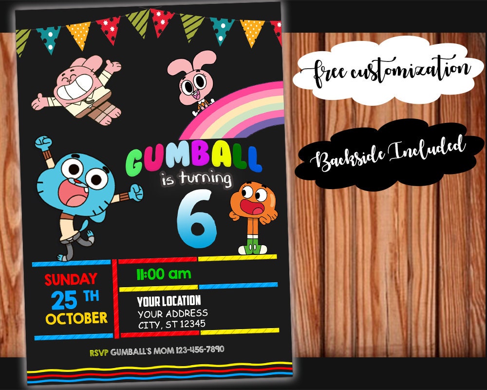 Amazing World of Gumball Birthday Invitation Customizable | Etsy