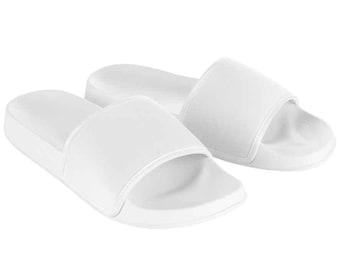 Custom White Sliders, Bespoke Photo or Name, Lightweight Slip-ons