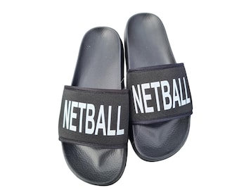 Netball Sliders, Custom Printed, Lightweight Footwear