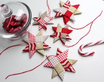 Valentines Day Textile Stars, Home Decoration, Pure Cotton, Patchwork, Handcrafted, Gift Wrap, Wine Decoration,Nursery,Livingroom Decoration