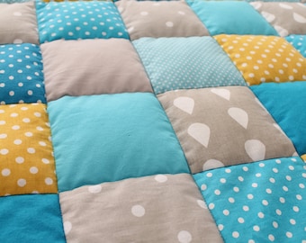 Set of Weighted Blanket and a Sheet, 170x100 cm,100 Percent Cotton Fabrics,Handmade,Patchwork,Therapy for Kids,Autism,Insomnia,Hyperactivity