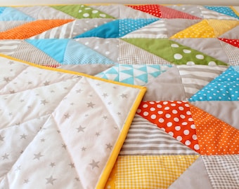 Patchwork Baby Blanket, Handmade, 100 Percent Cotton Fabrics, Breathable Blanket for Babies, Comfortable, Soft And Light Baby Quilt