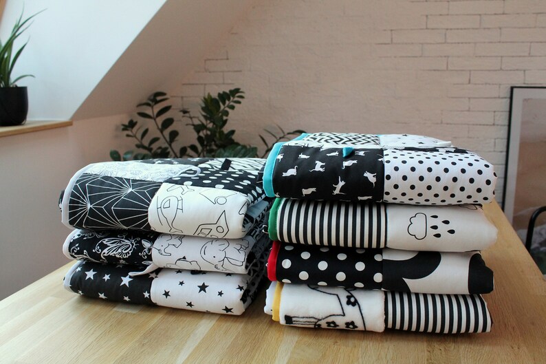 Baby Crawling Mat, Black & White, Red, Pure Cotton, Handcrafted Newborn Development Tool, Play Mat, Handmade Floor Mat,Kids Children Gift image 4