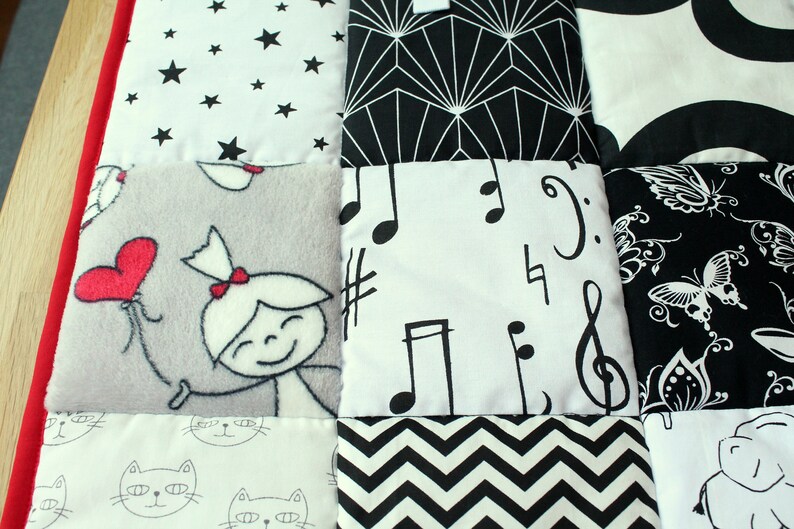 Baby Crawling Mat, Black & White, Red, Pure Cotton, Handcrafted Newborn Development Tool, Play Mat, Handmade Floor Mat,Kids Children Gift image 3