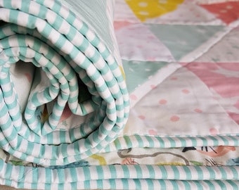 Patchwork Quilt, Cotton Blanket, Handcrafted, Pure Cotton, Breathable, Blanket For Toddlers, Kids, Patchwork Bedding,Bedspread,Bedroom Linen