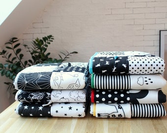 Baby Crawling Mat, Black&White, Pure Cotton, Handcrafted Newborn Development Tool, Play Mat, Handmade Floor Mat, Kids Children Gift, Colours