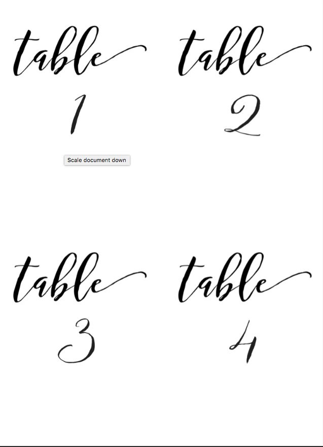 Calligraphy Table Numbers 1-20, Printable Template (digital Download ...