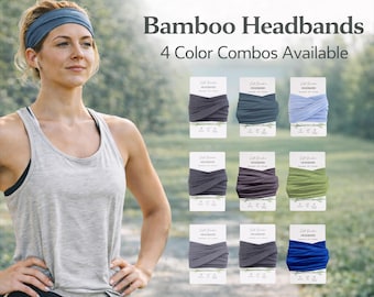 Bamboo Headband Set – 3 Pack | Soft Breathable Yoga & Workout Headbands | Eco Friendly Athletic Hair Bands