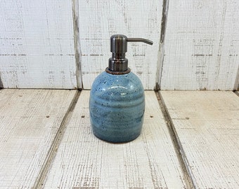 Large Glass Soap Dispenser, Hand Painted Fiddle Head Fern Design in Cream and Green Large Glass Soap Dispenser, Hand Painted Fiddle Head Fern Design in Cream and Green