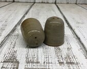Handmade Pottery Salt Pepper Shakers, Seasoning, Tan Glaze, 2.75 quot