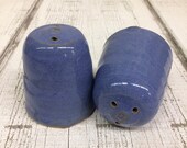 Blue Handmade Pottery Salt Pepper Shakers, Seasoning, Sapphire Blue Glaze, 2.75 quot