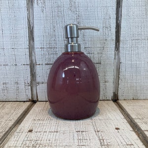 Purple Handmade Pottery Soap Pump, Lotion, Hand Soap, Dish Soap Dispenser, KJF Pottery, Made in Kentucky, USA, Ruby Purple Glaze, 18oz